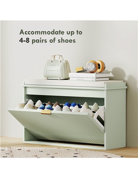 HOMCOM Elegant Eight Shoe Bench, with Top Seat - Green - pic 153227 | FastDaddyshop