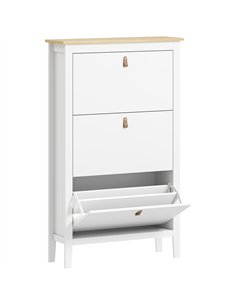 HOMCOM Modern Three-Drawer Shoe Cabinet - White