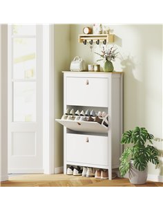 HOMCOM Modern Three-Drawer Shoe Cabinet - White 2