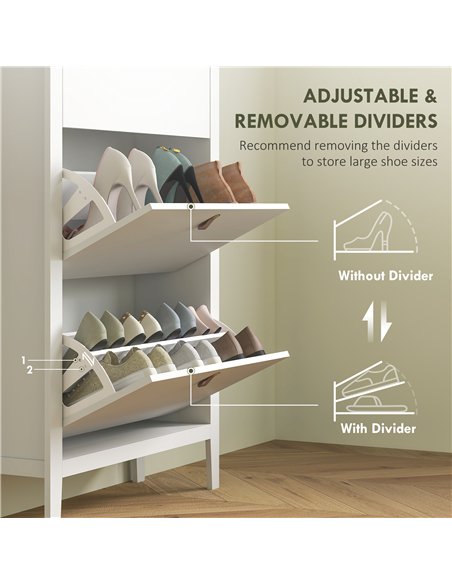 HOMCOM Modern Three-Drawer Shoe Cabinet - White - pic 153236 | FastDaddyshop