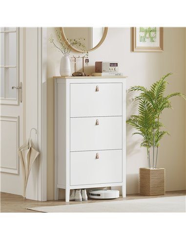 HOMCOM Modern Three-Drawer Shoe Cabinet - White