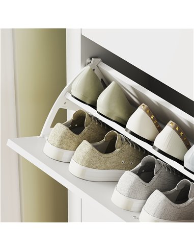 HOMCOM Modern Three-Drawer Shoe Cabinet - White