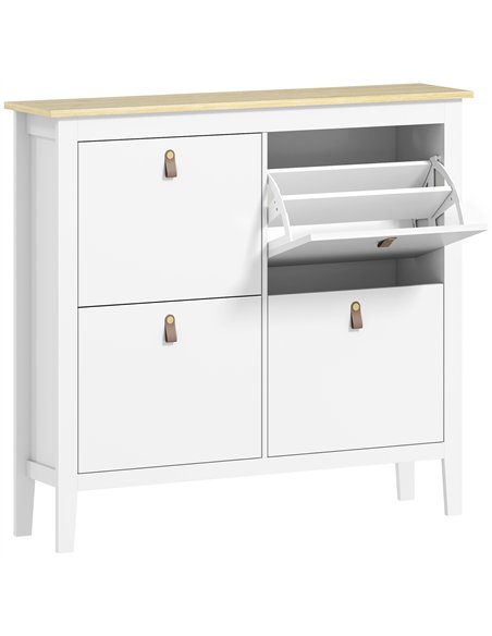 HOMCOM Modern Four-Drawer Shoe Cabinet - White - pic 153241 | FastDaddyshop
