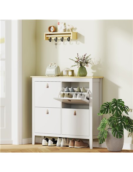 HOMCOM Modern Four-Drawer Shoe Cabinet - White - pic 153242 | FastDaddyshop