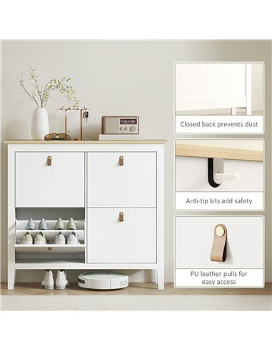 HOMCOM Modern Four-Drawer Shoe Cabinet - White