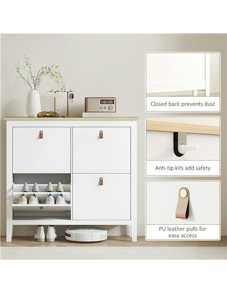HOMCOM Modern Four-Drawer Shoe Cabinet - White - pic 153247 | FastDaddyshop