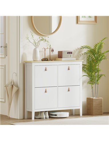 HOMCOM Modern Four-Drawer Shoe Cabinet - White