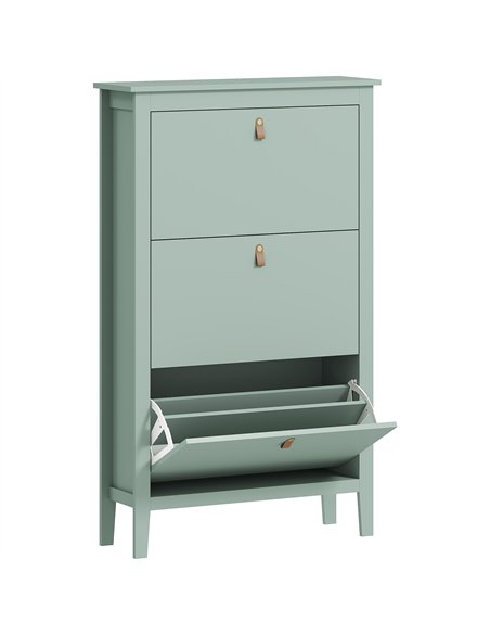 HOMCOM Modern Three-Drawer Shoe Cabinet - Green - pic 153250 | FastDaddyshop