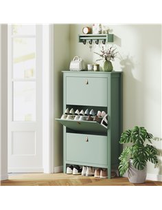 HOMCOM Modern Three-Drawer Shoe Cabinet - Green 2