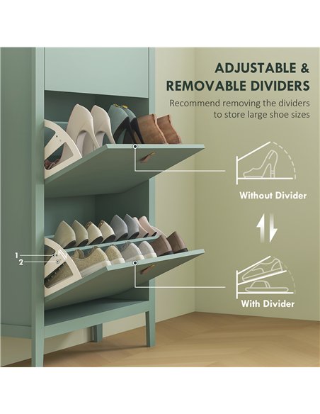 HOMCOM Modern Three-Drawer Shoe Cabinet - Green - pic 153254 | FastDaddyshop
