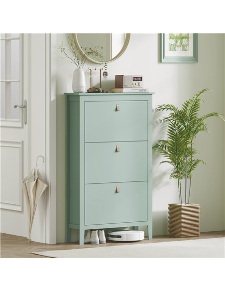 HOMCOM Modern Three-Drawer Shoe Cabinet - Green - pic 153257 | FastDaddyshop