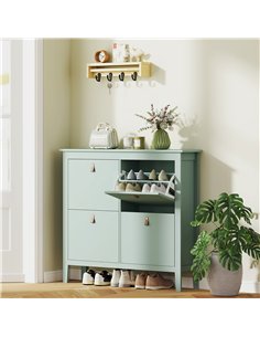 HOMCOM Modern Four-Drawer Shoe Cabinet - Green 2