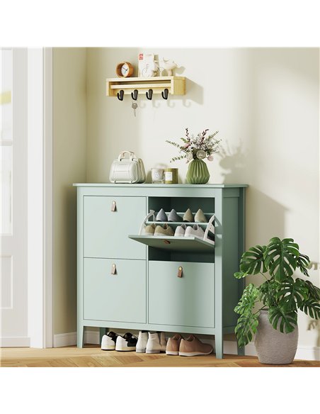 HOMCOM Modern Four-Drawer Shoe Cabinet - Green - pic 153260 | FastDaddyshop