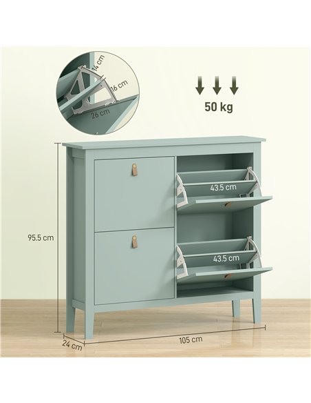 HOMCOM Modern Four-Drawer Shoe Cabinet - Green - pic 153261 | FastDaddyshop