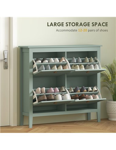 HOMCOM Modern Four-Drawer Shoe Cabinet - Green