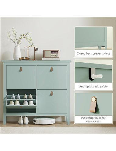 HOMCOM Modern Four-Drawer Shoe Cabinet - Green