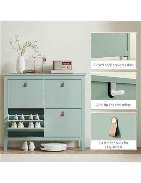 HOMCOM Modern Four-Drawer Shoe Cabinet - Green - pic 153265 | FastDaddyshop