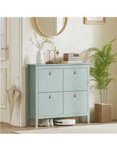 HOMCOM Modern Four-Drawer Shoe Cabinet - Green