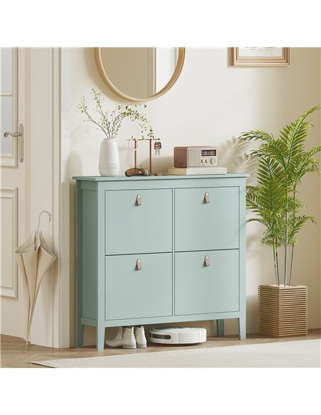HOMCOM Modern Four-Drawer Shoe Cabinet - Green - pic 153266 | FastDaddyshop