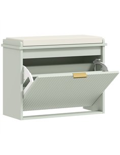 HOMCOM Elegant Six Shoe Bench, with Top Seat - Green