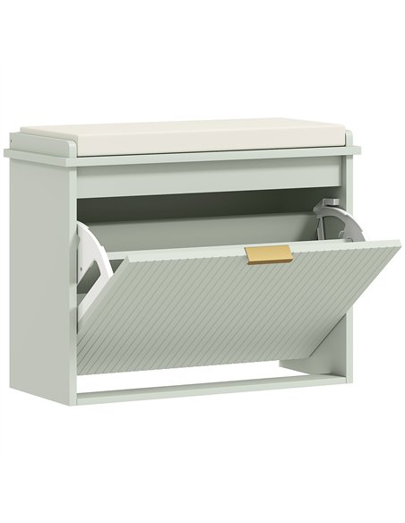 HOMCOM Elegant Six Shoe Bench, with Top Seat - Green - pic 153268 | FastDaddyshop