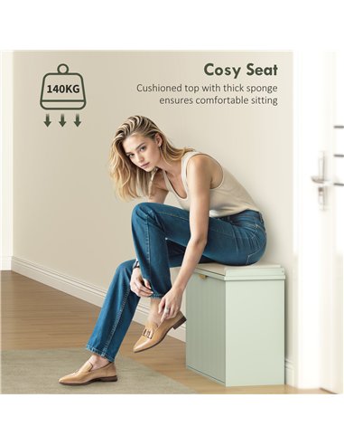 HOMCOM Elegant Six Shoe Bench, with Top Seat - Green