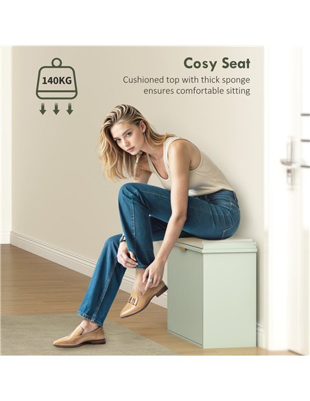 HOMCOM Elegant Six Shoe Bench, with Top Seat - Green - pic 153274 | FastDaddyshop