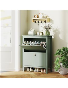 HOMCOM Modern Two-Drawer Shoe Cabinet - Green 2