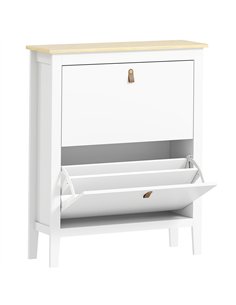 HOMCOM Modern Two-Drawer Shoe Cabinet - White