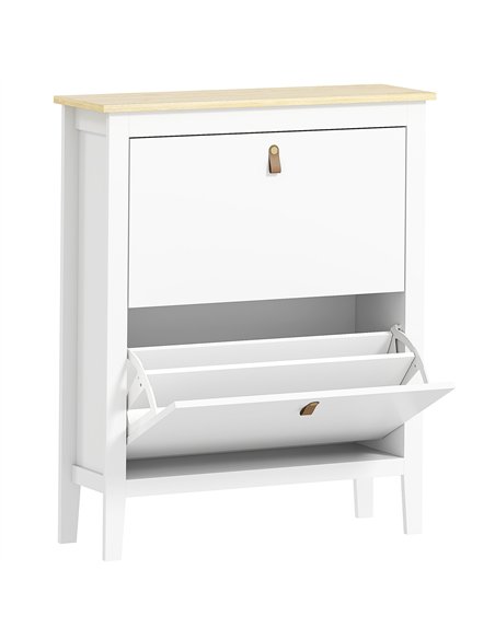HOMCOM Modern Two-Drawer Shoe Cabinet - White - pic 153286 | FastDaddyshop