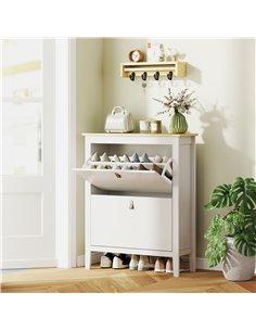 HOMCOM Modern Two-Drawer Shoe Cabinet - White 2