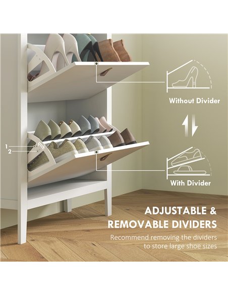 HOMCOM Modern Two-Drawer Shoe Cabinet - White - pic 153290 | FastDaddyshop