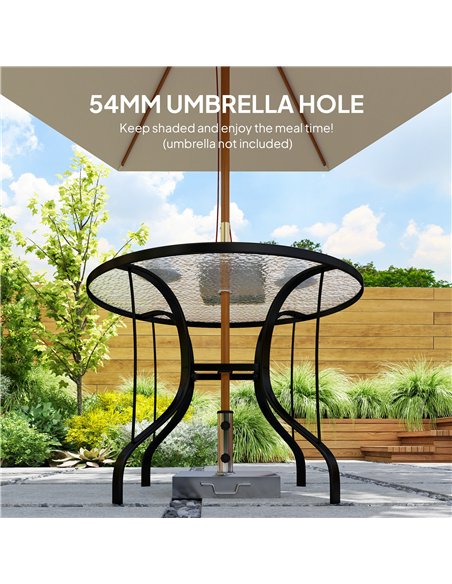Outsunny Tempered Glass Top Round Outdoor Dining Table with Parasol Hole, 96.5 x 96.5 x 71 cm - pic 153299 | FastDaddyshop