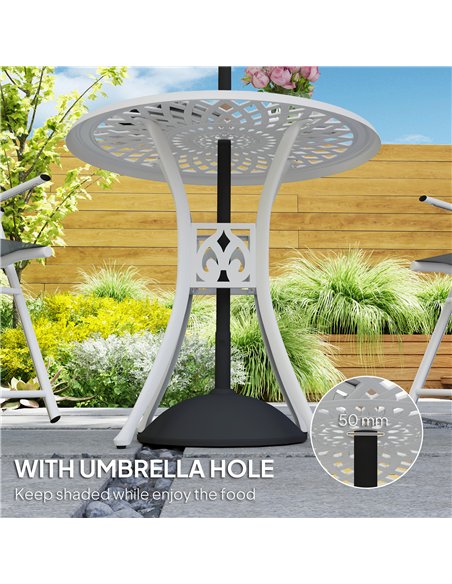 Outsunny 78 cm Round Garden Dining Table with Parasol Hole Antique Cast Aluminium Outdoor Table Only, White - pic 153317 | FastDaddyshop