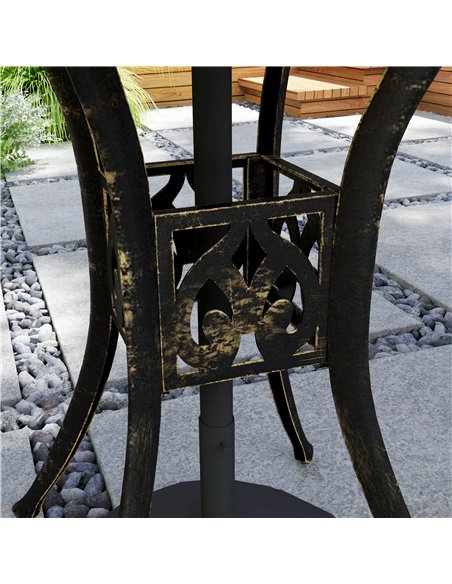 Outsunny 78 cm Round Garden Dining Table with Parasol Hole Antique Cast Aluminium Outdoor Table Only, Bronze Tone - pic 153330 | FastDaddyshop
