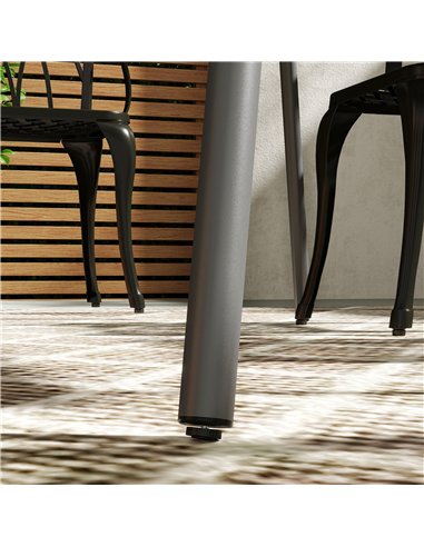 Outsunny Rectangle Garden Table with Slat Top, Steel Frame, Outdoor Table for 6 Person, 150 x 80 x 74 cm, Grey