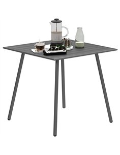 Outsunny Square Garden Table with Slat Top, Steel Frame, Outdoor Table for 4 Person, 80 x 80 x 74 cm, Grey