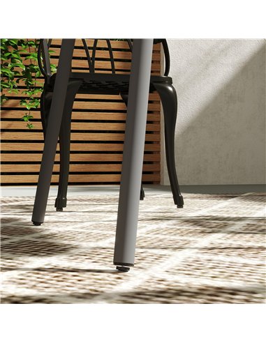 Outsunny Square Garden Table with Slat Top, Steel Frame, Outdoor Table for 4 Person, 80 x 80 x 74 cm, Grey