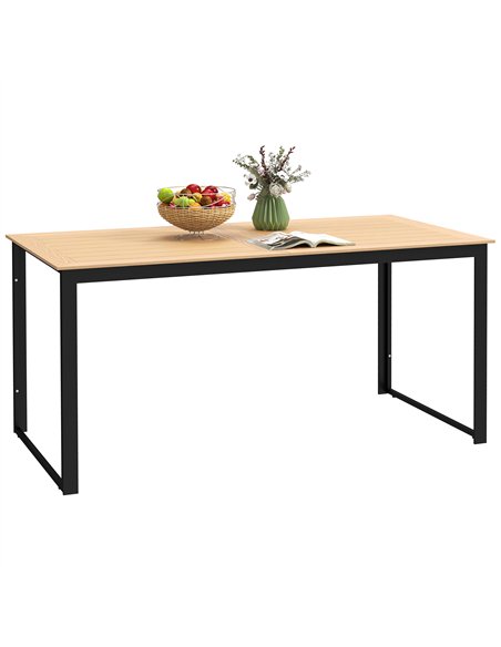 Outsunny Garden Table for 6 People, 160 x 80 x 75 cm Rectangle Outdoor Dining Table with Slatted Top, Metal Frame, for Balcony,  - pic 153394 | FastDaddyshop