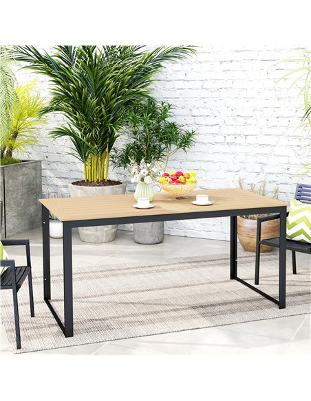Outsunny Garden Table for 6 People, 160 x 80 x 75 cm Rectangle Outdoor Dining Table with Slatted Top, Metal Frame, for Balcony,  - pic 153395 | FastDaddyshop