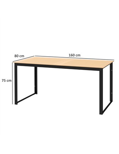 Outsunny Garden Table for 6 People, 160 x 80 x 75 cm Rectangle Outdoor Dining Table with Slatted Top, Metal Frame, for Balcony, 