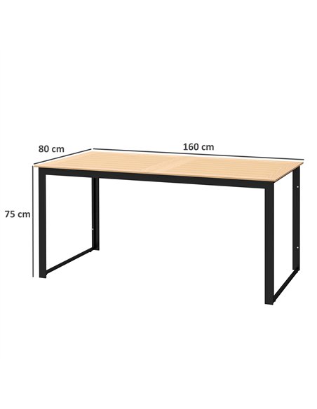 Outsunny Garden Table for 6 People, 160 x 80 x 75 cm Rectangle Outdoor Dining Table with Slatted Top, Metal Frame, for Balcony,  - pic 153396 | FastDaddyshop