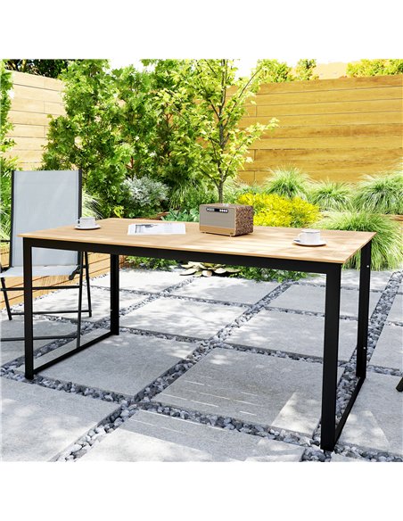 Outsunny Garden Table for 6 People, 160 x 80 x 75 cm Rectangle Outdoor Dining Table with Slatted Top, Metal Frame, for Balcony,  - pic 153402 | FastDaddyshop
