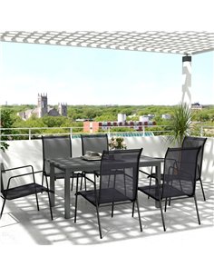 Outsunny Aluminium Extending Garden Table with Slatted Top for 6-8 Person, 160/220 x 90 x 73 cm, Grey 2