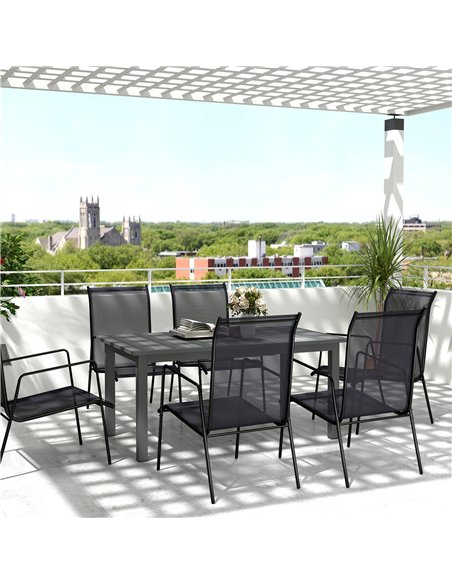 Outsunny Aluminium Extending Garden Table with Slatted Top for 6-8 Person, 160/220 x 90 x 73 cm, Grey - pic 153404 | FastDaddyshop
