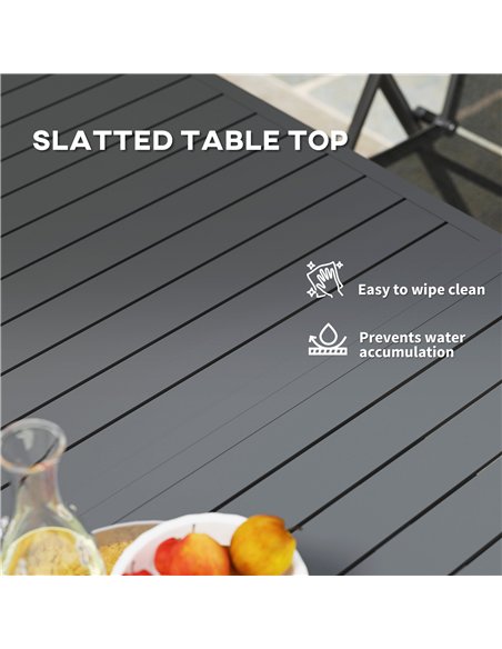 Outsunny Aluminium Extending Garden Table with Slatted Top for 6-8 Person, 160/220 x 90 x 73 cm, Grey - pic 153409 | FastDaddyshop