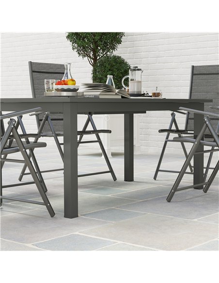 Outsunny Aluminium Extending Garden Table with Slatted Top for 6-8 Person, 160/220 x 90 x 73 cm, Grey - pic 153410 | FastDaddyshop