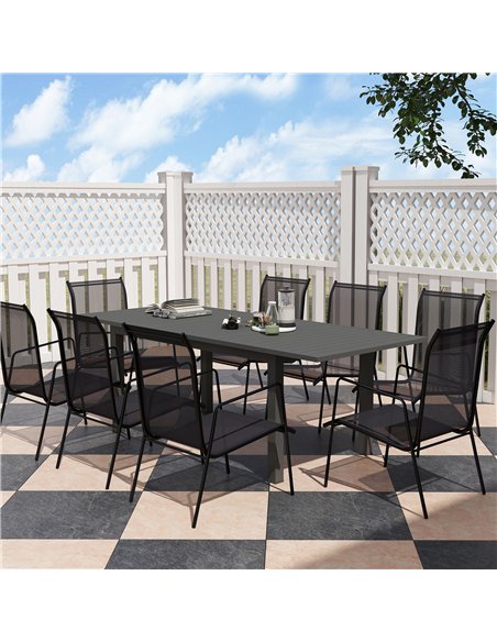 Outsunny Aluminium Extending Garden Table with Slatted Top for 6-8 Person, 160/220 x 90 x 73 cm, Grey - pic 153411 | FastDaddyshop