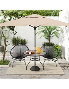 Outsunny Glass-Top Garden Table, with Parasol Hole - Black 2