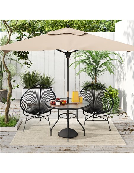 Outsunny Glass-Top Garden Table, with Parasol Hole - Black - pic 153413 | FastDaddyshop
